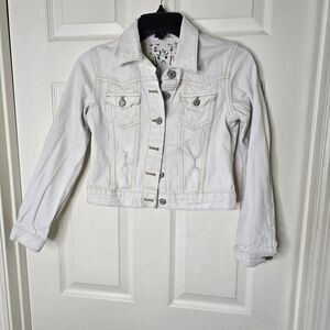 White Girls Old Navy‎ Denim Jacket with beading on back Girls L